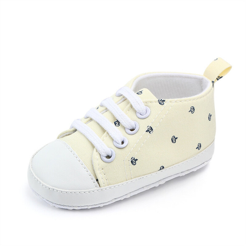 Zapatos informales de lona para cuna de bebé, zapatillas sólidas con estrella, suela antideslizante suave de algodón para recién nacido, primeros pasos