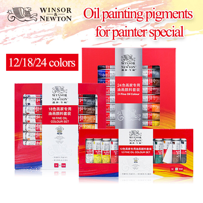 WINSOR & NEWTON-pintura al óleo profesional, pigmentos de pasta fina para dibujo artístico, 12/18/24 colores, 12ML