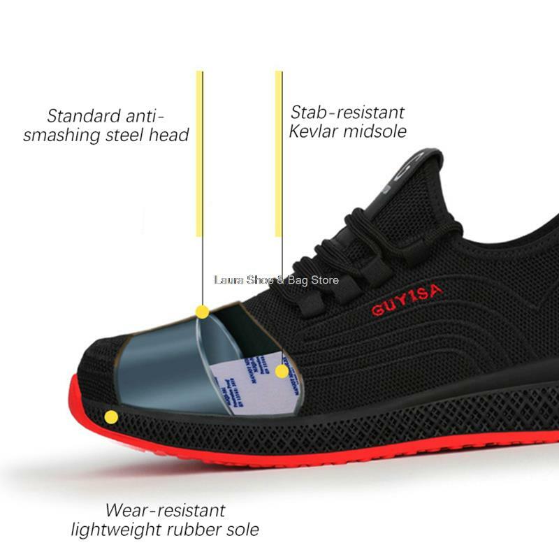 Zapatos de seguridad para el trabajo para hombre, botas militares al aire libre, zapatos de trabajo con punta de acero, a prueba de perforaciones, 2021