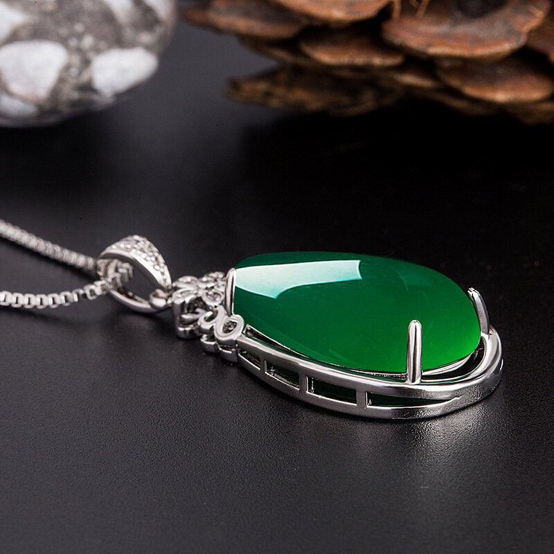 100% 925 Sterling Silver color Emerald Pendant Necklace for Women Men Anillos De Natural Emerald Bizuteria Pierscionki Pendants