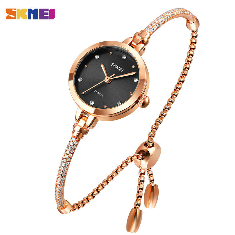 SKMEI-Reloj de pulsera de lujo para mujer, pulsera de cuarzo resistente al agua, de negocios, a la moda