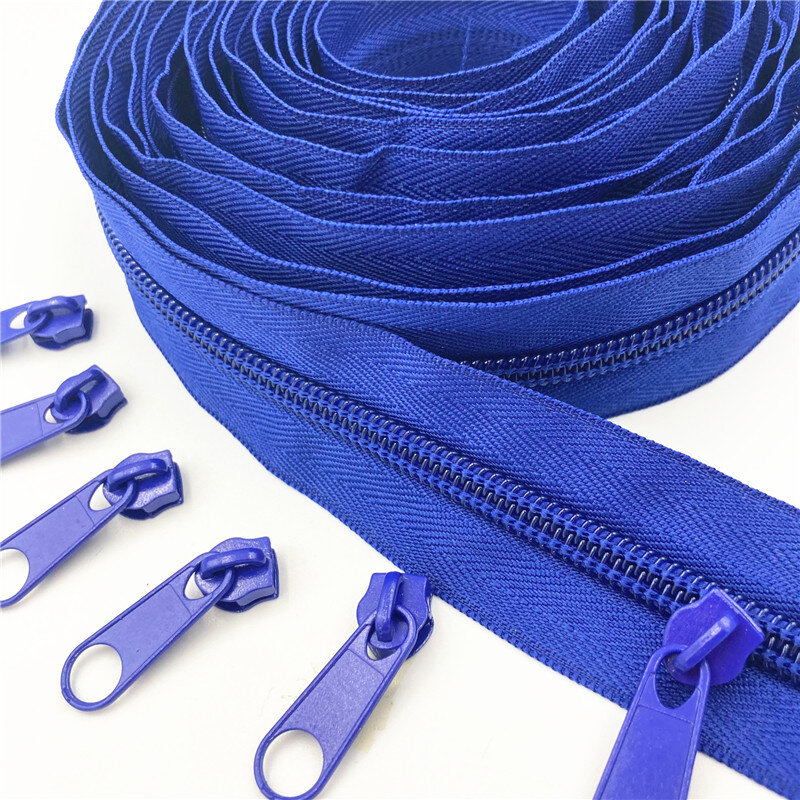 Zipper de bobina de nylon para faça você mesmo, 5 metros de comprimento 10 polegadas puxadores de zíper para costura acessórios de roupas