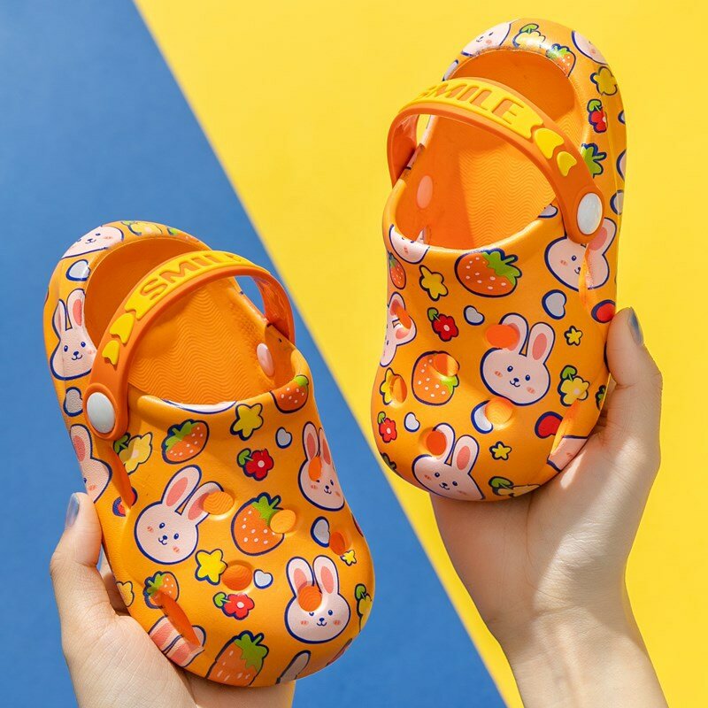 Sandálias infantil para meninas e meninos, chinelos desenho animado eva, sapatos de jardim, respirável, sandálias de praia para bebês
