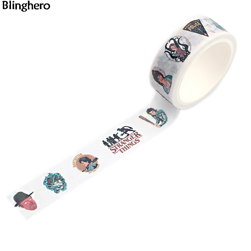 Blinghero Stranger Things 15mmX5m fajne Washi Tap taśma klejąca taśmy Diy spersonalizowane taśmy dekoracyjna naklejka BH0009