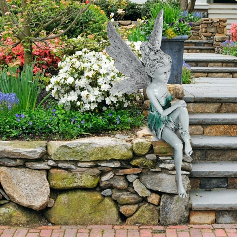 مستقلة زهرة الجنية الملاك للأجنحة الراتنج الحرف اليدوية الحلي GardenOffice الديكور حديقة المنزل تقديم