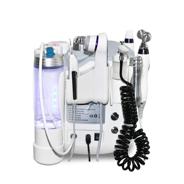 Máquina de beleza facial a base de hidratação 6 em 1, aparelho para enrijecimento de oxigênio e tratamento facial
