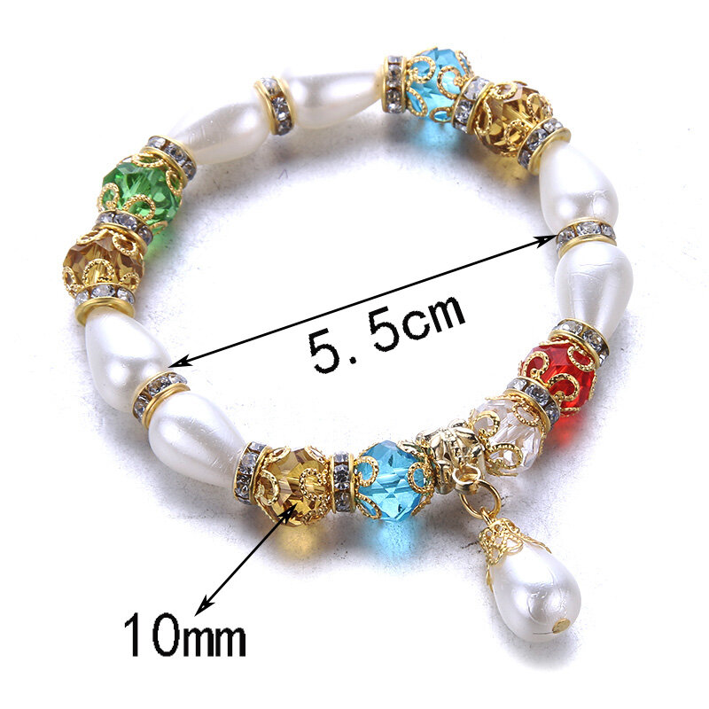 vintage gold beads bracelets jewelry Drop shape Imitation pearl beads Pendant Beaded bracelet Women Fashion Jewelry Wholesale