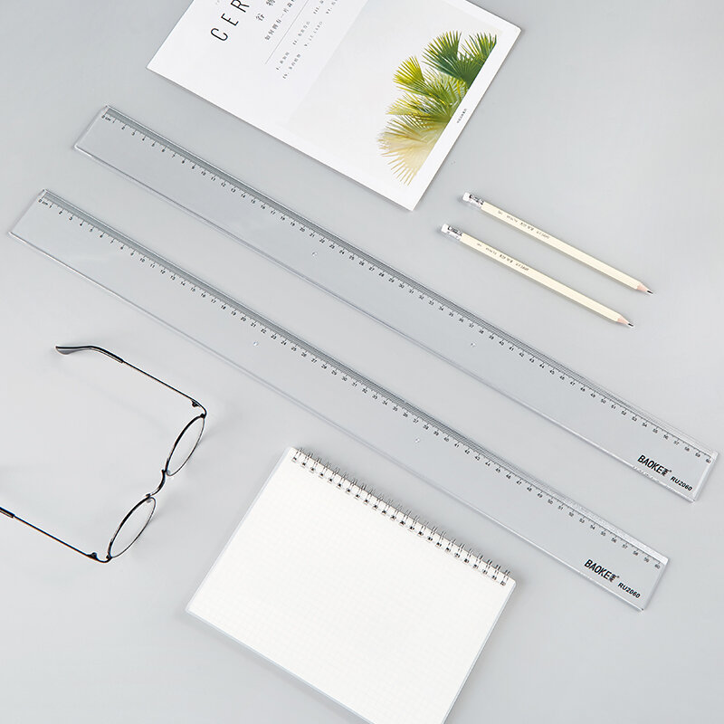 Baoke-Regla RU2060 para estudiantes, herramienta de dibujo transparente, 60cm, papelería de oficina