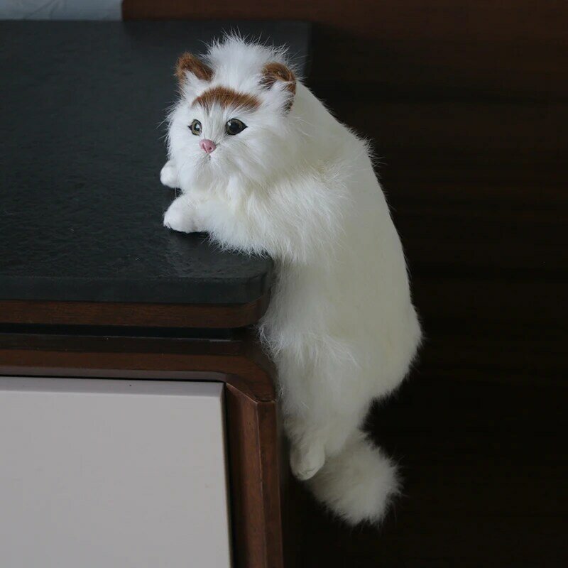 Simulação gato animal modelo decoração casa tv decoração pendurado gato artesanato brinquedo de pelúcia boneca presente boa bênção