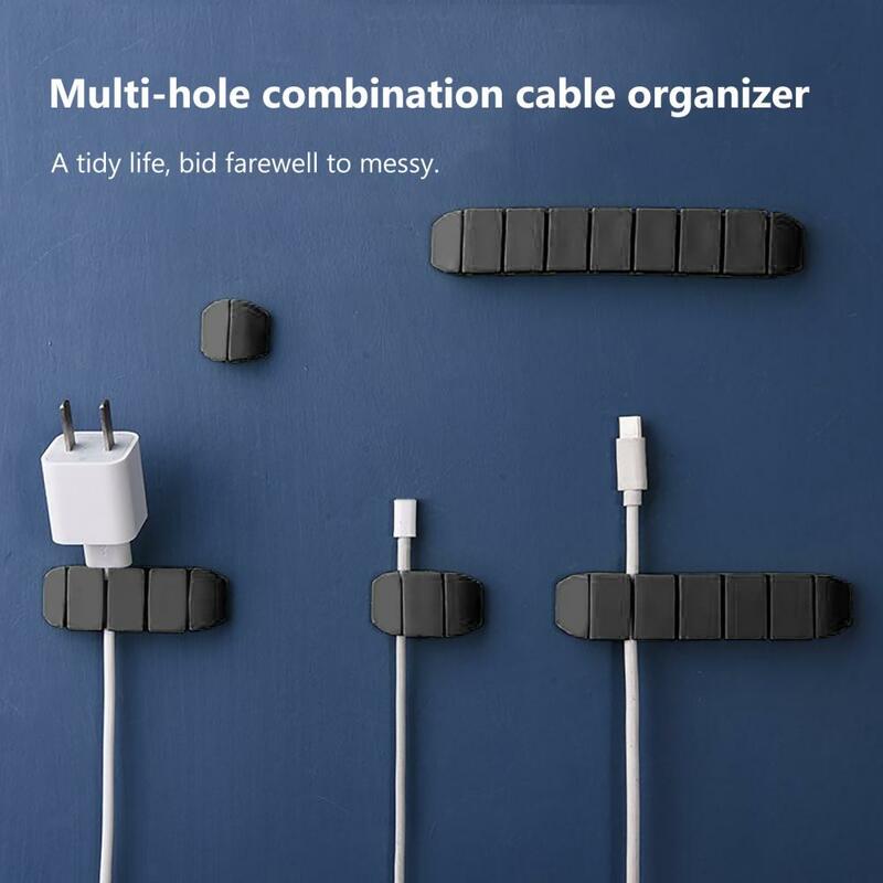 Multifunctional Silicone 1/2/4/6/8 Holes Space Saving Wire Holder for Office