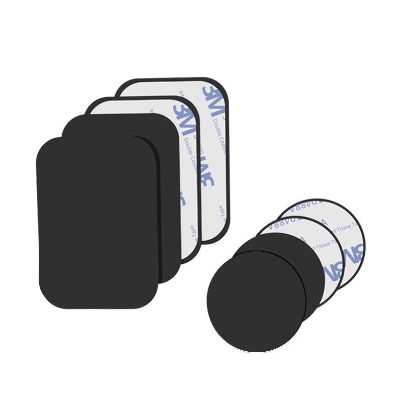 Placa de metal magnética para el automóvil, soporte universal para el teléfono móvil, placa de hierro adhesiva, en forma de disco y cuadrada, compatible con iPhone
