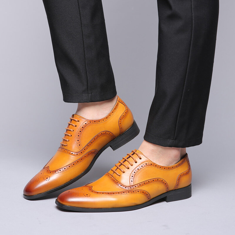 รองเท้ารองเท้าผู้ชายรองเท้าSLIP ON Loafersของแท้หนังBrogueงานแต่งงานPARTY Fomalธุรกิจโมเดิร์นรองเท้าผู้ชายข...