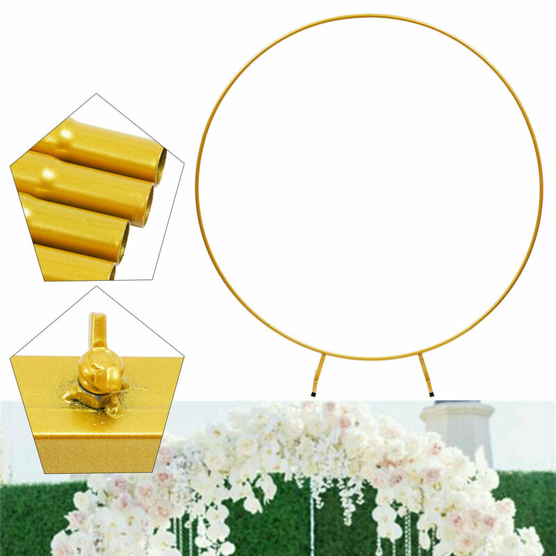 Soporte de fondo redondo para boda, arco circular de 2m/2,4 m, marco de globos de flores doradas, accesorios de decoración para fiestas de cumpleaños, centros comerciales y eventos
