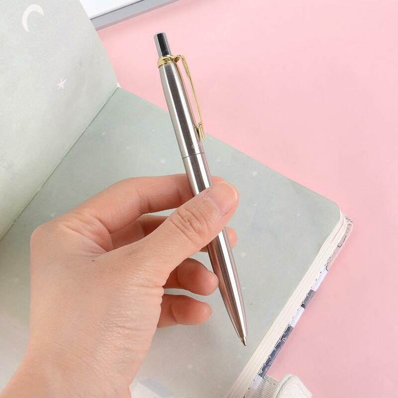 1Pcs Rollerball Press Style Metal Ballpoint Pen for School Office Writing Ball Pens Automatic Ball Pen Stationery Gift Black Ink