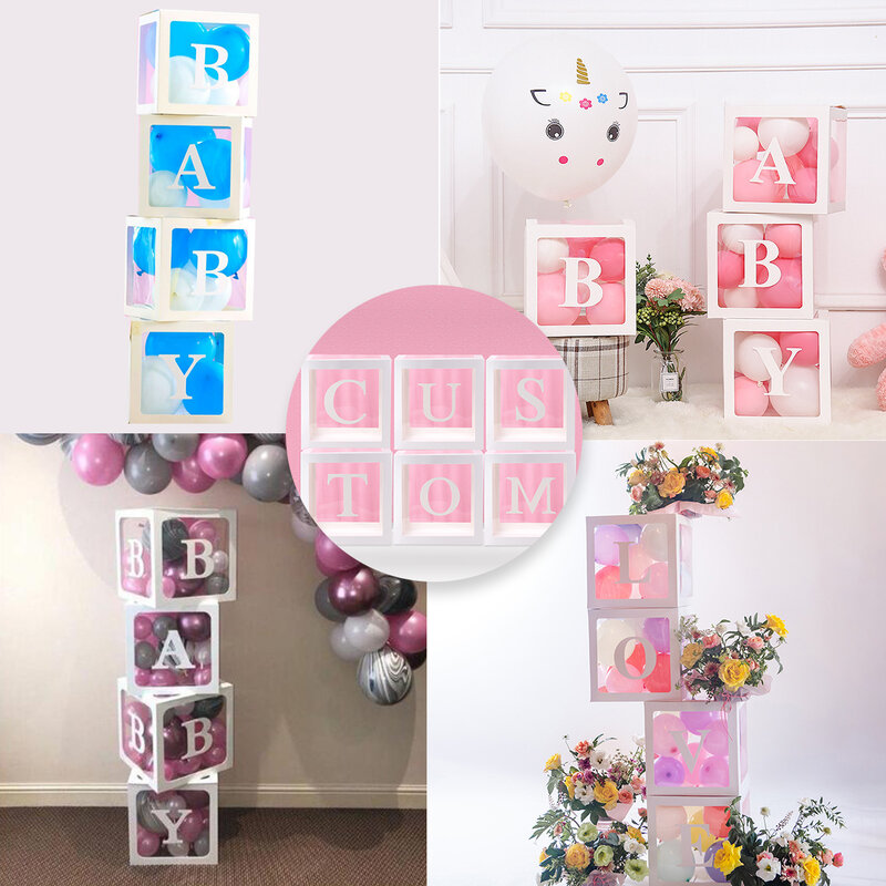 Boîte à ballons transparente pour fête prénatale, pour garçon et fille, décor de fête prénatale pour 1er anniversaire, cadeau de révélation du genre
