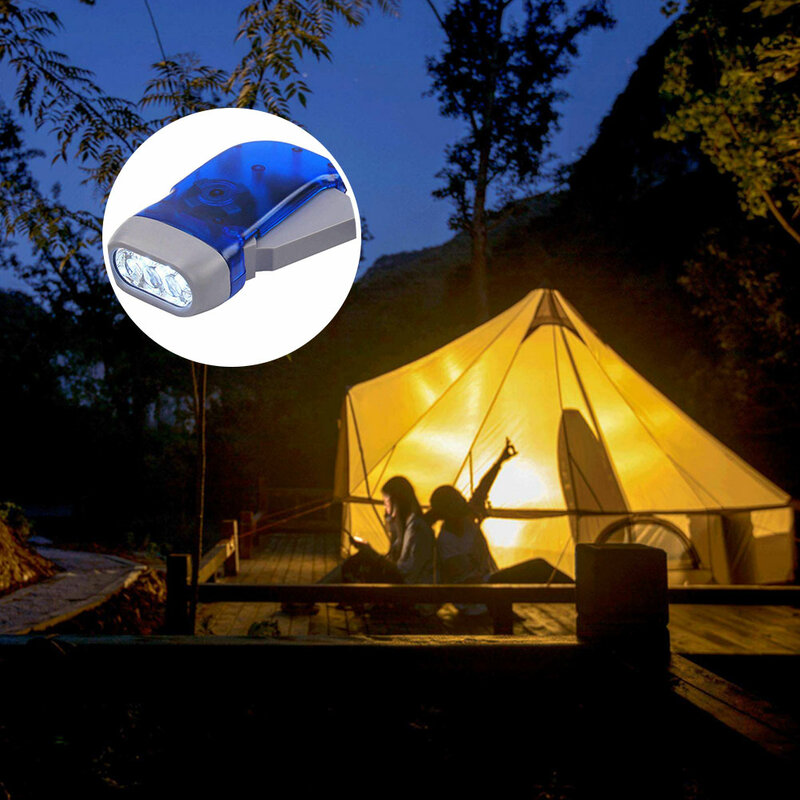 Nuevo 3 LED mano presionando dínamo con manivela de linterna con asa enrollable luz de la antorcha de mano manivela Camping lámpara de luz al aire libre casa