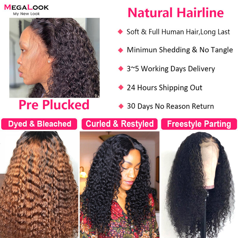 Perruque Lace Front Wig Deep Wave brésilienne Remy, cheveux naturels, 4x4, 13x4, 30 pouces, pour femmes africaines