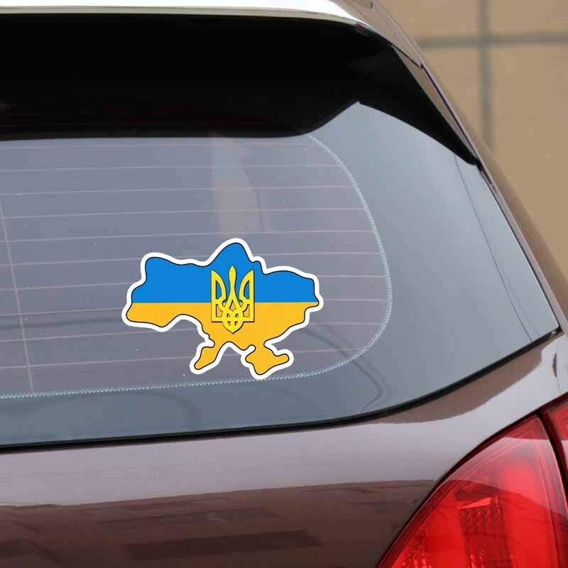 CMCT Bendera Ukraina Trident Peta Ukraina Suku Cadang Mobil Tahan Air Penutup Awal Sticker15cm-10cm