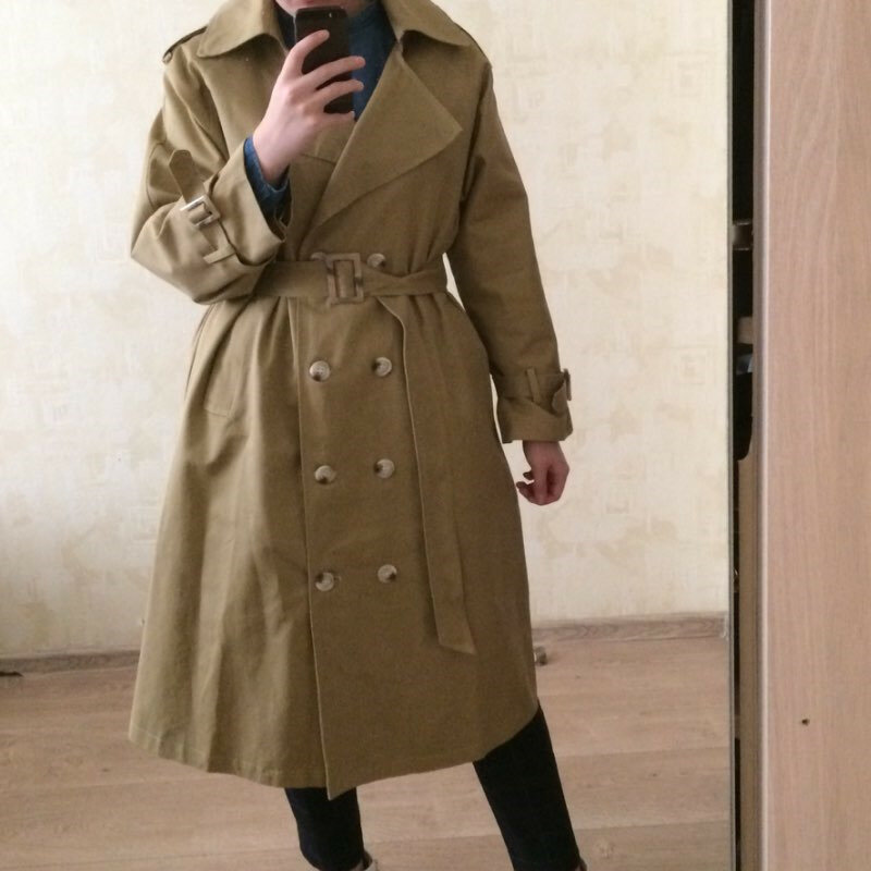 ロシアのスタイルの女性のロングトレンチコート,特大の高品質の綿の100% の特大コート,広いウインドブレーカー