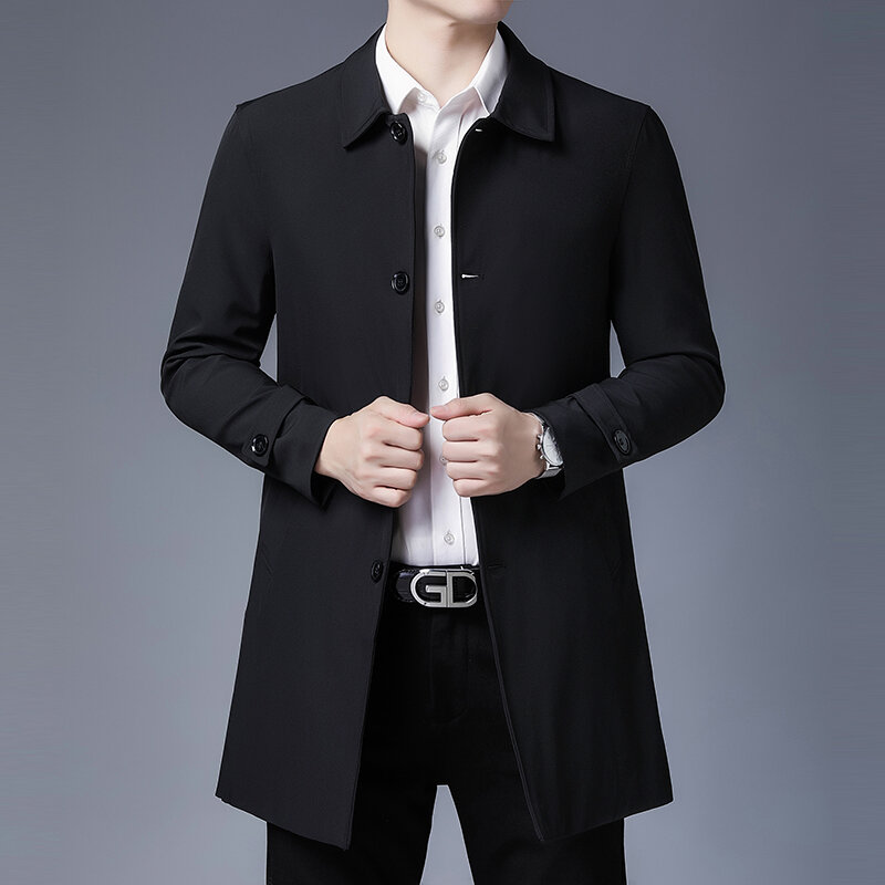Nouveau Homme Chaud Smart Casual Printemps Fashion Veste Col Bouton Manteau Noir Gris 