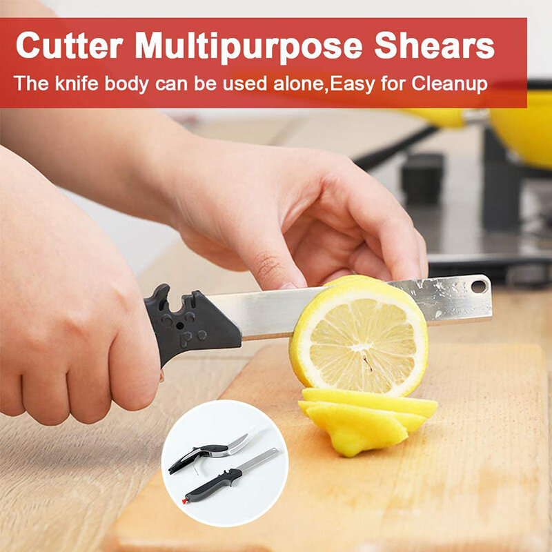 MAIYUE Kitchen Stainless Steel Food Scissors  with Cutting Board Food Chopper Scissor Vegetable Slicer Dicer Kitchen Shear