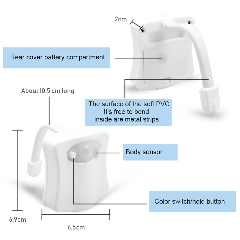 Smart Motion Sensor Luminaria Lamp LED Toilet Seat Night Light 16 Colors Waterproof Backlight For Toilet Bowl WC Toilet Lights