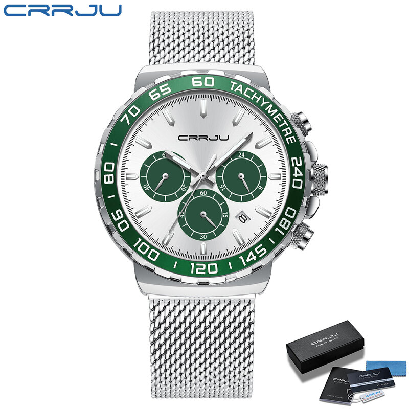 Crrju relógio masculino marca de luxo quartzo mergulhador relógio masculino à prova dwaterproof água data relógio do esporte relógios de pulso masculino + caixa