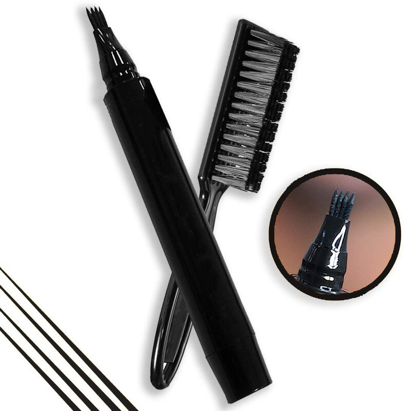 Waterproof Men Beard Makeup Pen Enhancer with Brush Moustache Coloring Beard Filler Anti Hair Loss Facial Whiskers Styling Pen