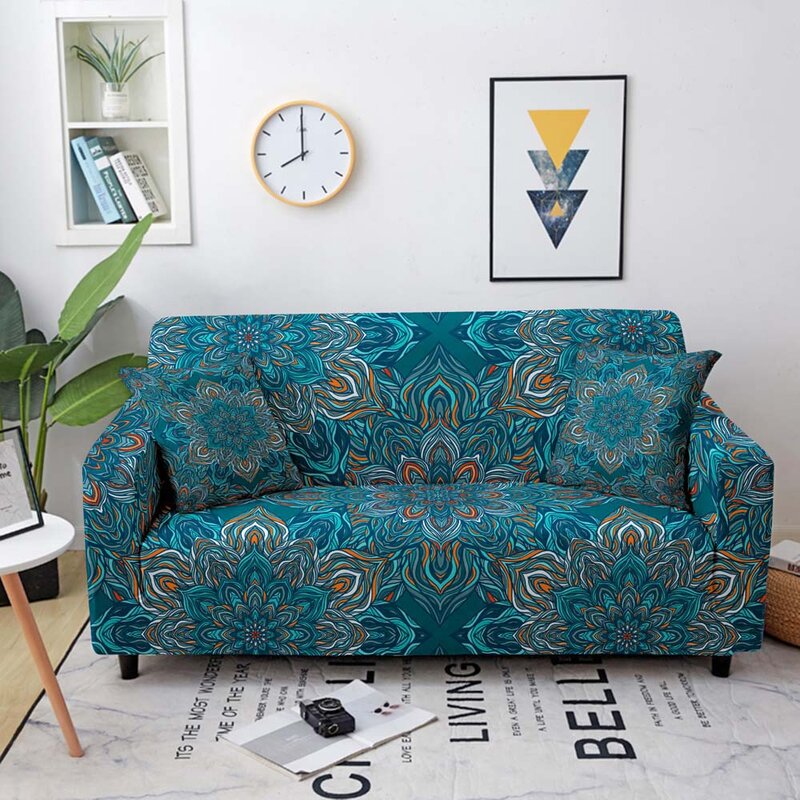 #5 Fundas para sofá con diseño de mandala,cubiertas protectoras bohemias para muebles con estampado impreso de mandala,perfecta para la decoración del sala de estar 