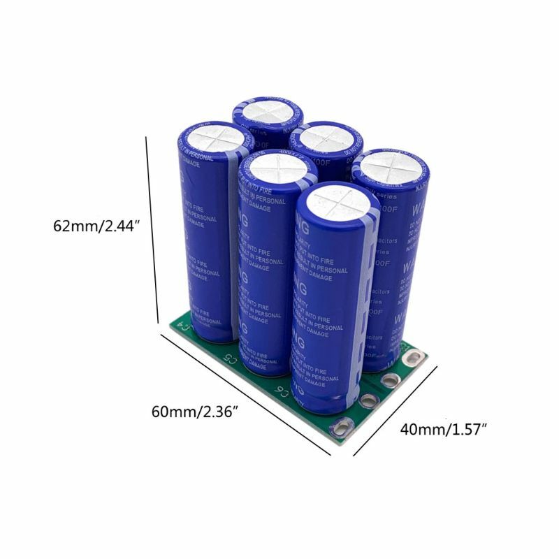 16V 16.6F Super Farad Capacitor 6PCS/Set 2.7V 100F Super Capacitor with Protection Board Double Row for Car Automotive Rectifier