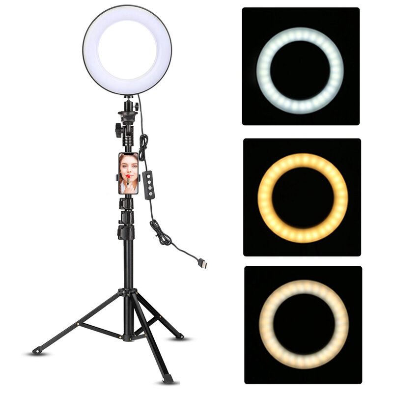 Led Video Cincin Lampu dengan 51Inch Tripod Berdiri Pemegang Telepon Selfie Ringlight untuk Youtube Makeup Video Live Pencahayaan Fotografi