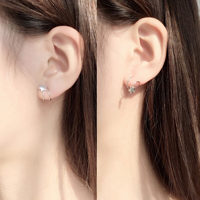 MEYRROYU  925 Sterling Silver New Version of Simple Creative Geometric Stud Earrings Ladies Party Accessories Small Earrings