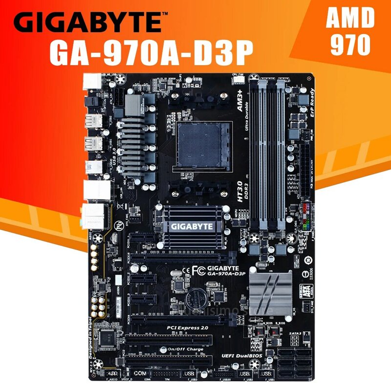 Gniazdo AM3 +/AM3 Gigabyte GA-970A-D3P płyta główna AMD 970 FX/Phenom II/Athlon II DDR3 32GB PCI-E 2.0 Desktop 970 Placa-Mãe AM3 +