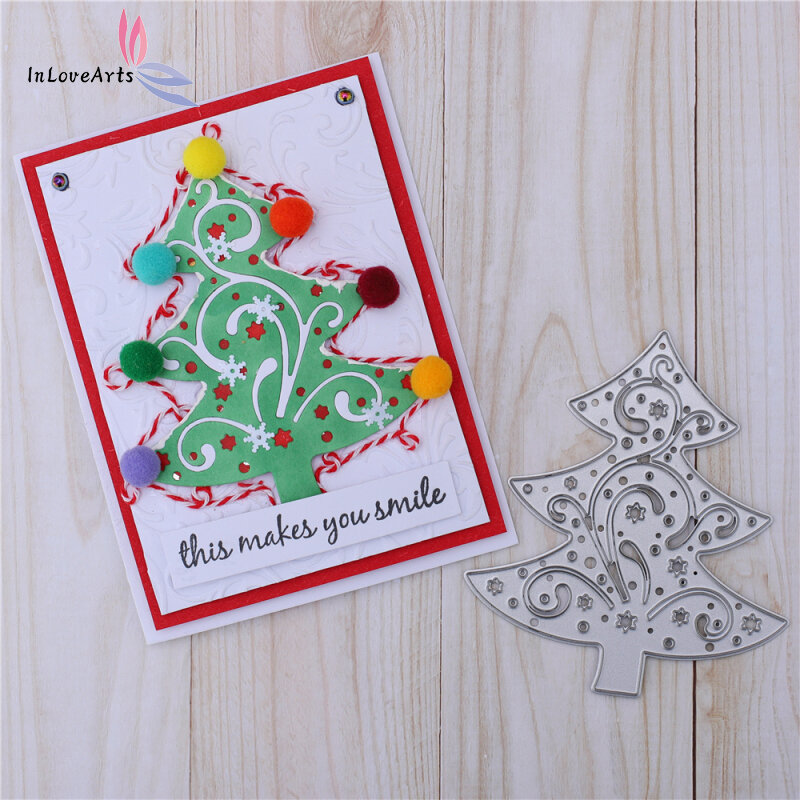 InLoveArts Christmas Tree Metal Cutting Dies Scrapbooking Craft Decorative Embossing Making Cards Stencil Christmas Die Cut DIY
