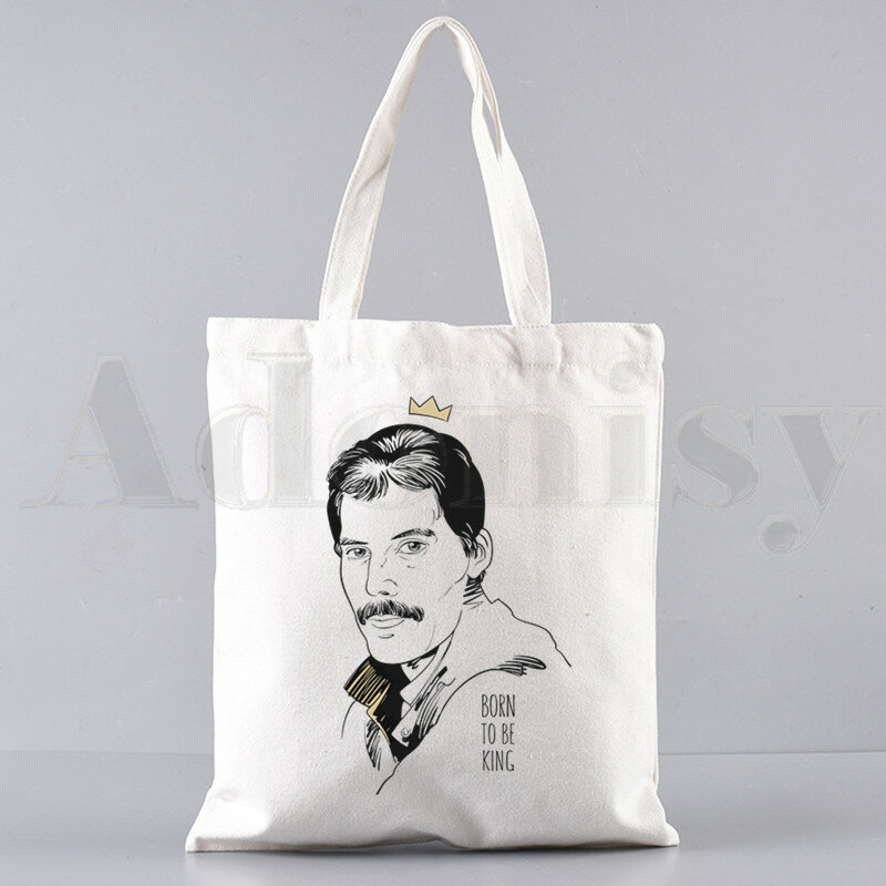 Freddie mercury a rainha banda rock música vintage bolsas de ombro sacos de compras casuais meninas bolsa feminina elegante lona