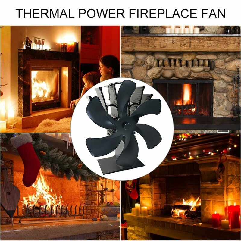 Fireplace Heat Powered Stove Fan 6 Blades Log Wood Burner Ecofan Quiet Home Fireplace Fan Efficient Heat Distribution