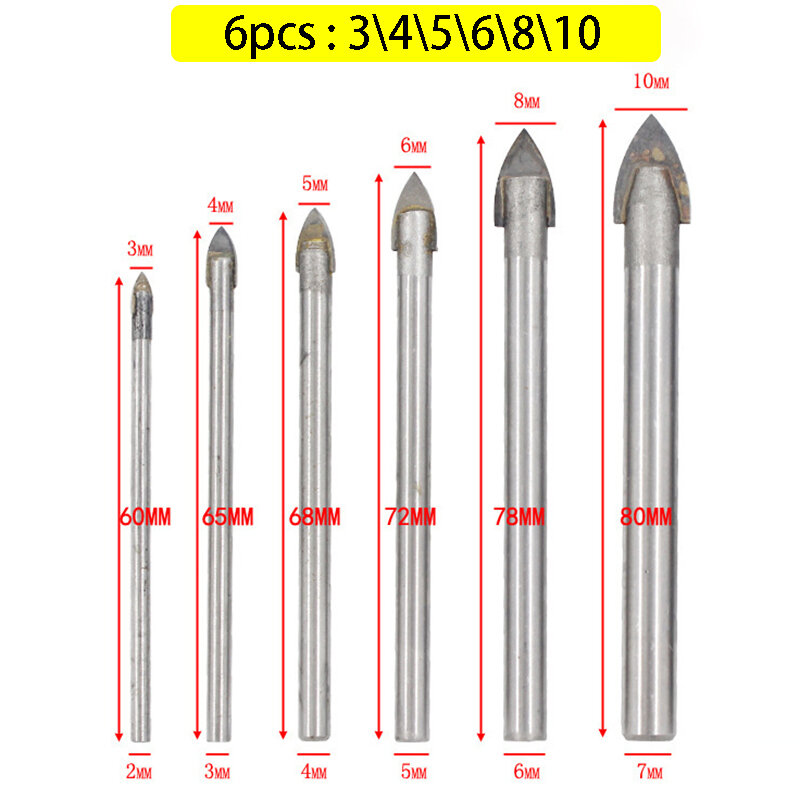 7pcs multi-function drill bit for drilling ceramic tiles, glass concrete, metal, etc  Cobalt steel alloy drill bit set 3-12mm