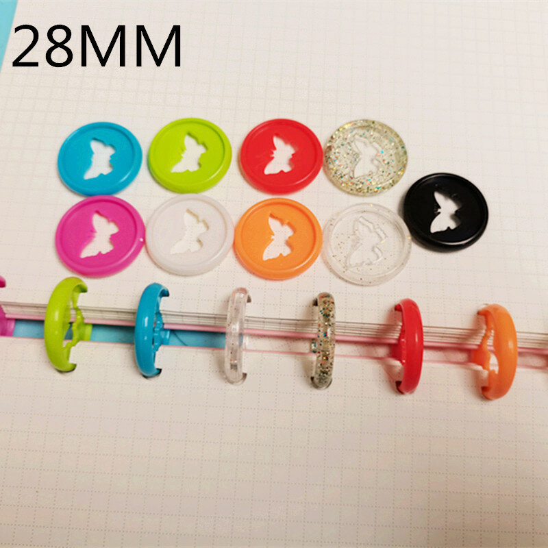 30PCS28MMใหม่ผีเสื้อพลาสติกผูกแหวนโน้ตบุ๊คเห็ดปุ่มHoleหลวมCoil Bindingหัวเข็มขัด