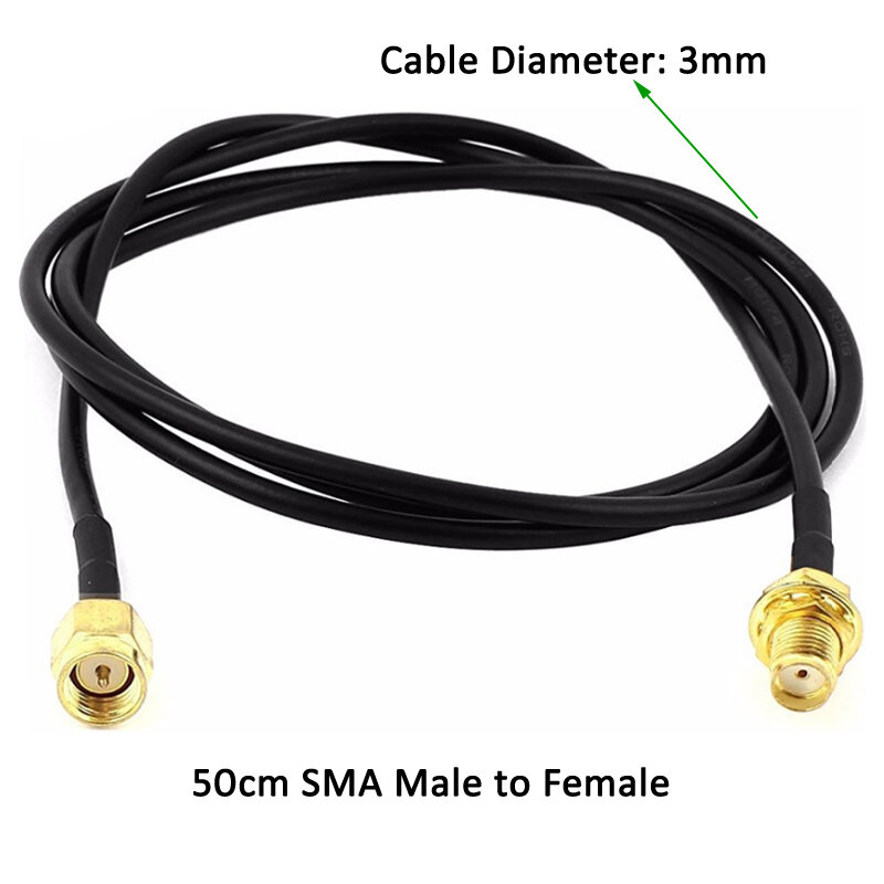 50cm 2 pces 5 pces sma macho para fêmea 2.4ghz antena conector wi-fi cabo de extensão trança rg174 conector customizável