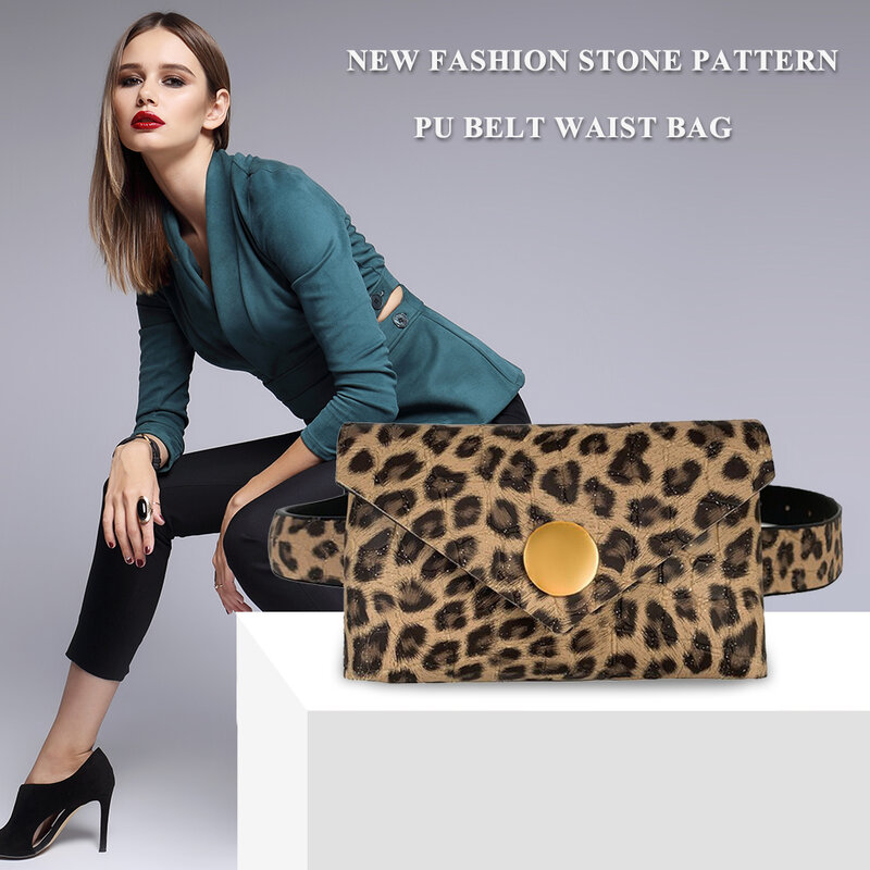 Fashion Exquisite Shopping Bag PU Leather Alligator Leopard Pattern Coin Purse Female Waistband Envelope Bag