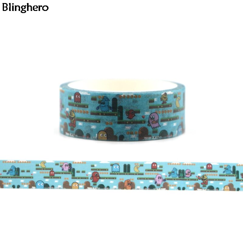 Blinghero Cartoon 15mm X 5m druku taśmy maskujące taśma klejąca taśmy Washi śmieszne taśmy dekoracyjne papiernicze naklejka BH0054