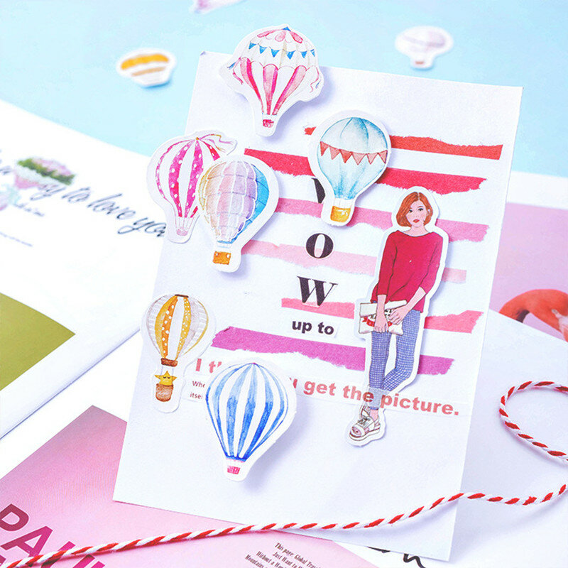 45 sztuk/pudło śliczny balon z postaciami z kreskówek zestaw naklejek dekoracyjne naklejki papiernicze Scrapbooking DIY pamiętnik Album Stick Label Kids Gift