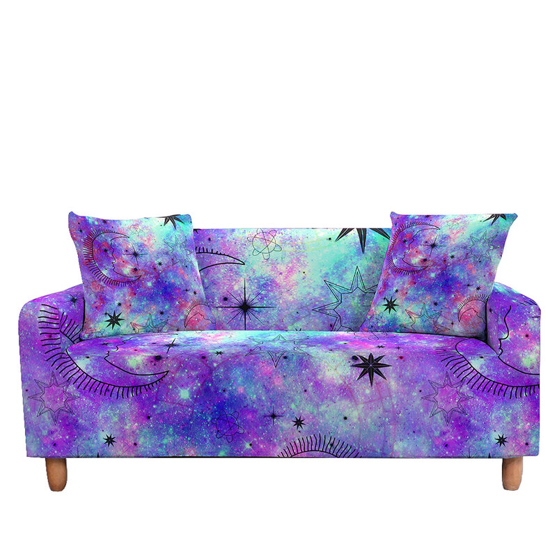 Galaxy Starry Sky Stretch Sofa Cover for Living Room Sectional Couch Cover Elastic  Armchair Slipcovers LoveSeat 1/2/3/4 Seater