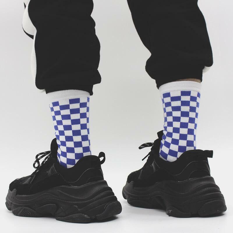 Корейские уличные черно-белые шахматные носки в стиле Харадзюку С Рисунком пары новинка носки мужские и женские носки в клетку