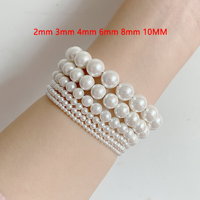 Pulseras de perlas de concha Natural de moda coreana para mujer, brazaletes hechos a mano con cuentas elásticas, accesorios simples de boda 2021