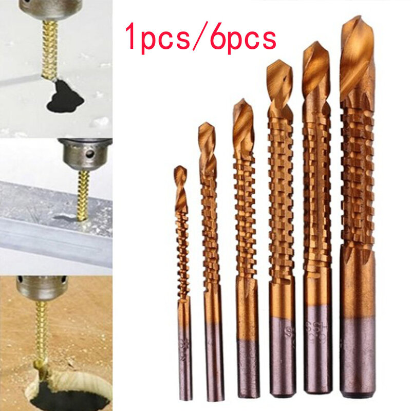 1pcs titanium plated woodworking serrated drill slot drill saw drill line drill HSS