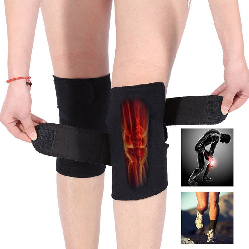 Hot 2 Pcs Zelfverhitting Knie Ondersteuning Koude-Proof Verstelbare Toermalijn Magnetische Therapie Pad Artritis Brace Beschermende Riem