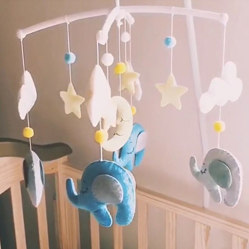 Sonajeros de dibujos animados para bebé, conjunto de soporte móvil para cuna, juguetes hechos a mano para niños de 0 a 12 meses, paquete de Material de campana de cama DIY