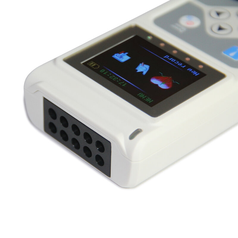 12 canales TLC5000 mano dinámica ECG/ECG Holter grabadora de monitoreo sistema holter de 24h/Analizador de software de pc USB ECG Holter