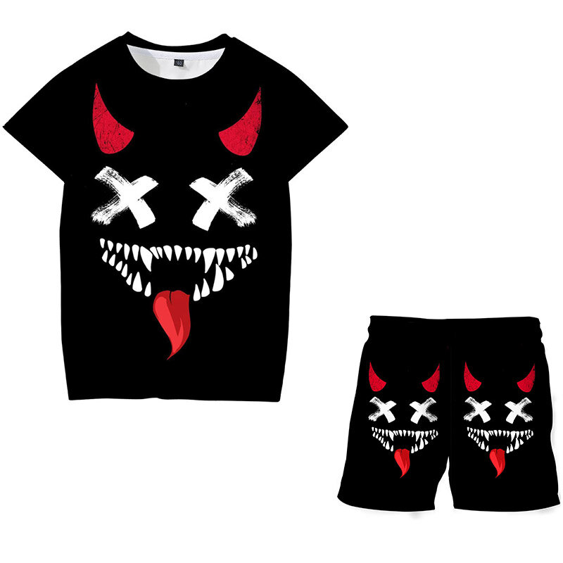 Camiseta y pantalones cortos de la serie XOXO para bebés, traje con estampado 3D y patrón XOXO, conjuntos informales para niños y niñas, ropa para bebés 2021